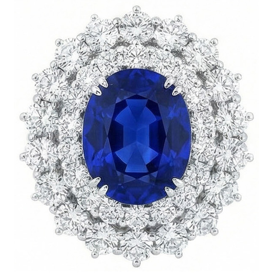 echter round saphir 6.75Karat ring Seitenansicht