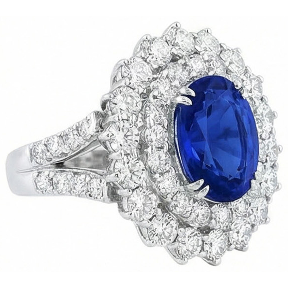 echter round saphir 6.75Karat ring Draufsicht