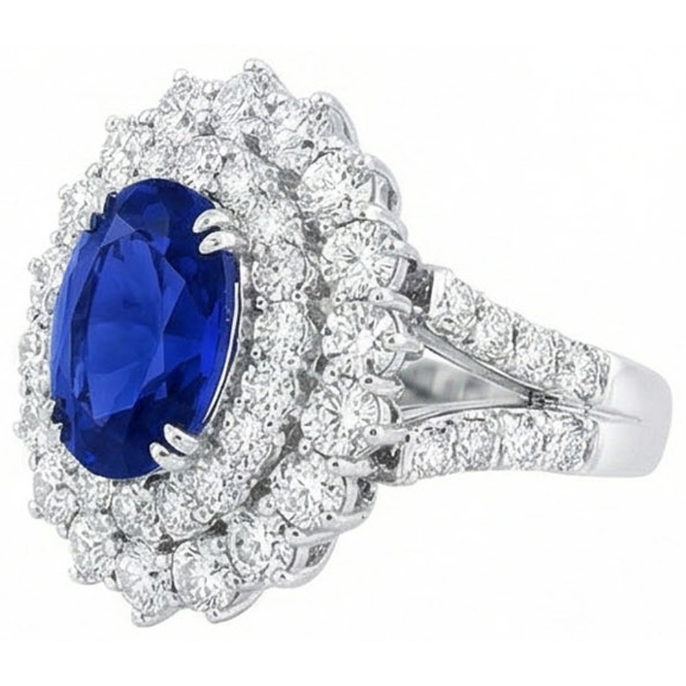 echter round saphir 6.75Karat ring Detailansicht
