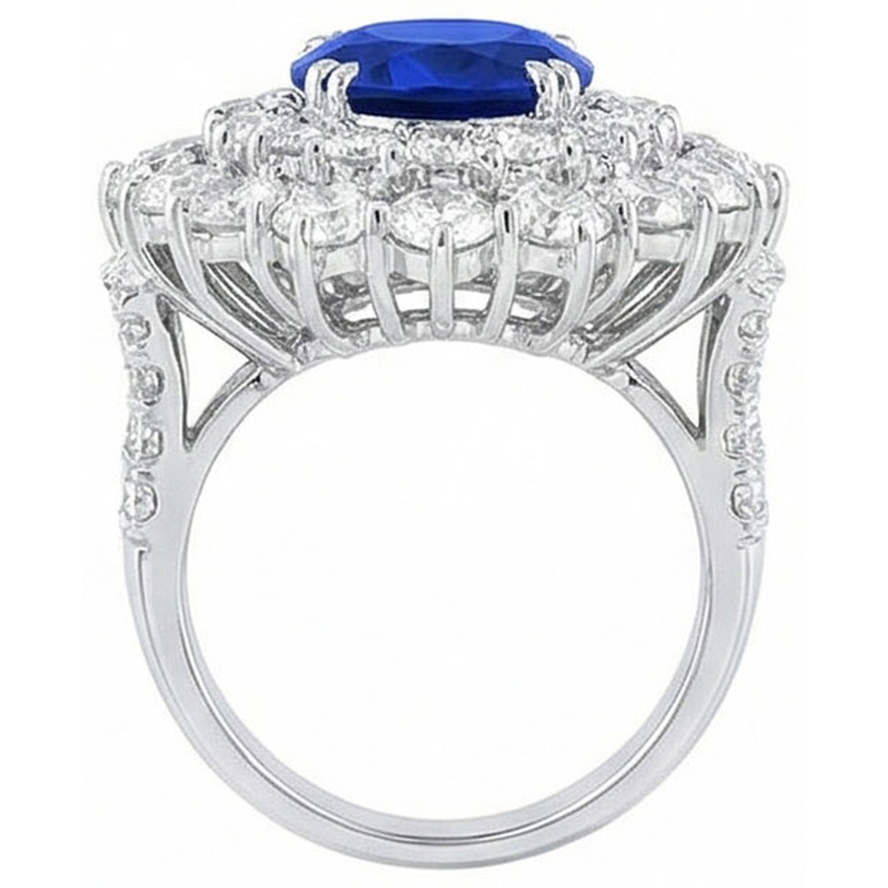 echter round saphir 6.75Karat ring auf Weiß