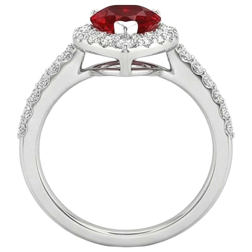echter round rubin 3.80Karat ring Profilansicht