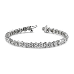 14K Weißgold 9 Karat Wunderschönes Rundschliff Echt Aus der Erde Abgebauter Natürlicher Diamanten Pentagon Armband