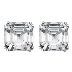 14K Weißgold Damen Asscher Cut 4 Karat Echt Diamant Ohrstecker Fein