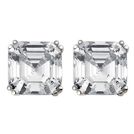 14K Weißgold Damen Asscher Cut 4 Karat Echt Diamant Ohrstecker Fein