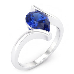 14K Weißgold Farbstein-Ring mit Kornblumenblauer Saphir – 1,50