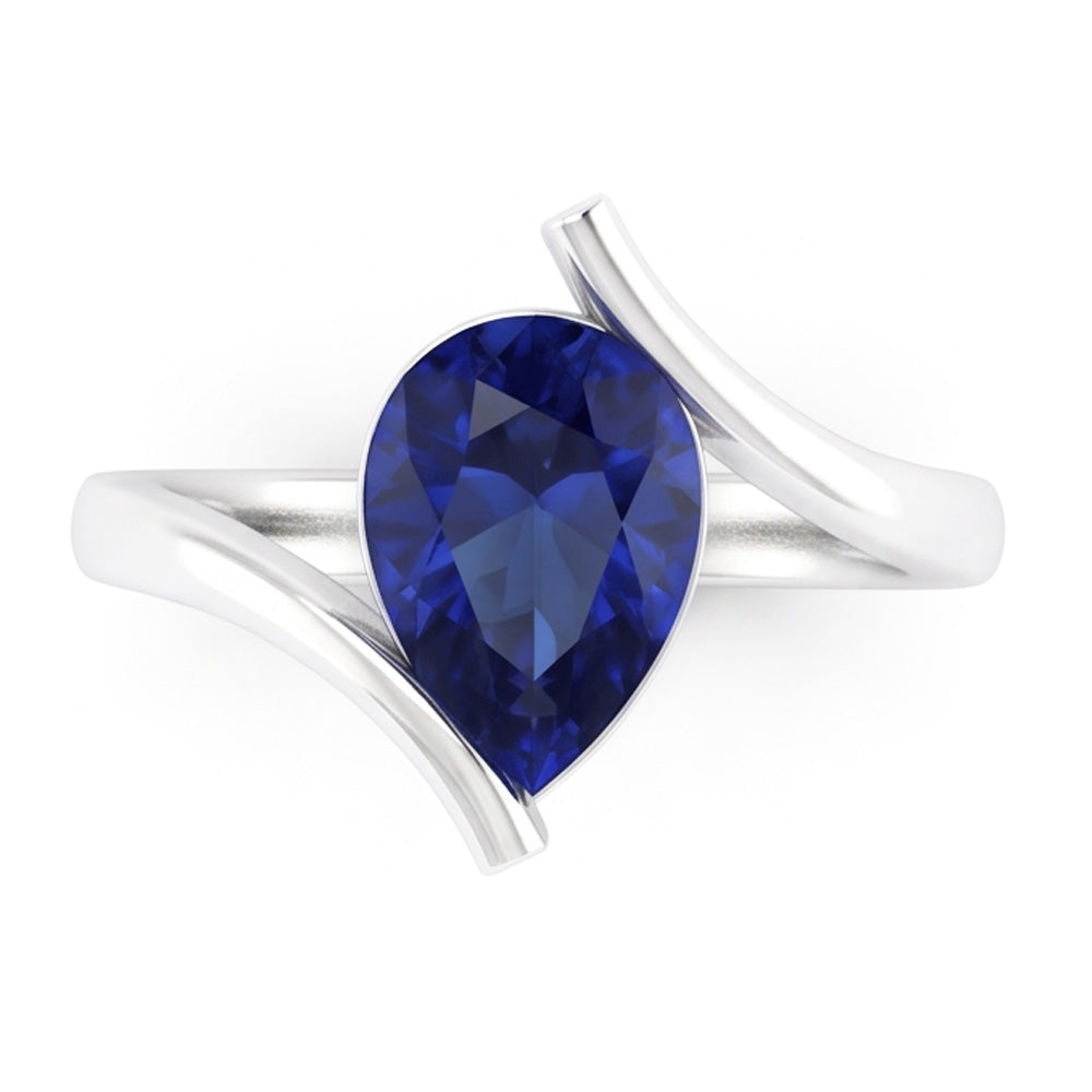 14K Weißgold Farbstein-Ring mit Kornblumenblauer Saphir – 1,50