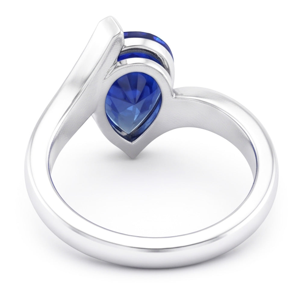 14K Weißgold Farbstein-Ring mit Kornblumenblauer Saphir – 1,50