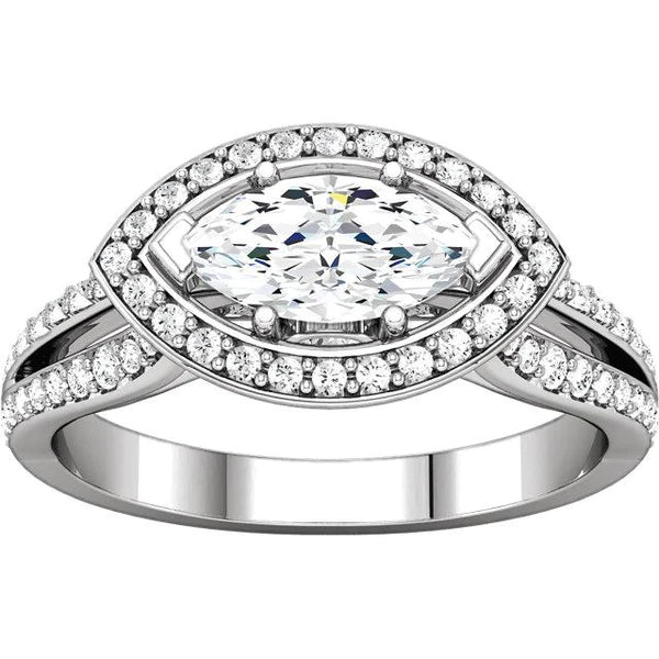 14K Weißgold Marquise Halo Verlobungsring 1,75 Karat Echt Diamant
