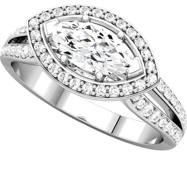 14K Weißgold Marquise Halo Verlobungsring 1,75 Karat Echt Diamant