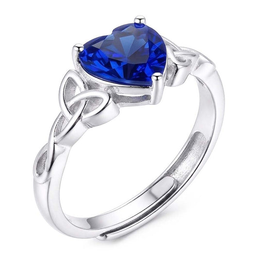 14K Weißgold Schmuckstein-Ring mit Kornblumenblauer Saphir