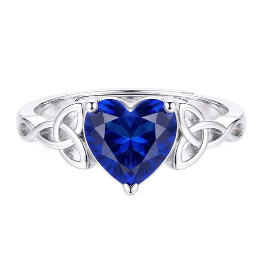 14K Weißgold Schmuckstein-Ring mit Kornblumenblauer Saphir