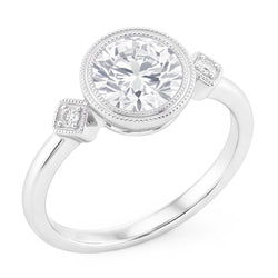 14K Weißgold Trilogie-Ring mit Edler Diamant – 2 Karat
