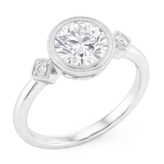 14K Weißgold Trilogie-Ring mit Edler Diamant – 2 Karat