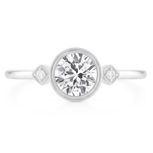 14K Weißgold Trilogie-Ring mit Edler Diamant – 2 Karat