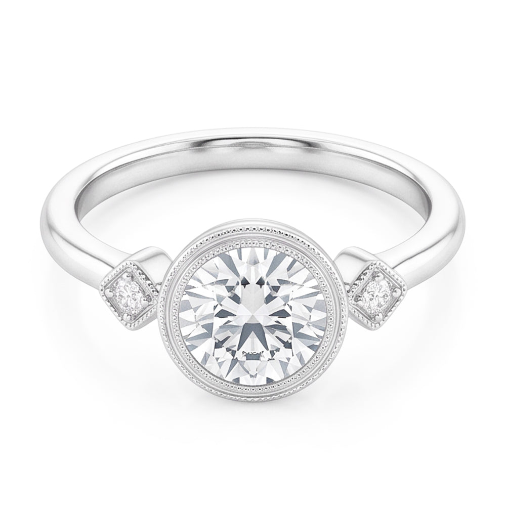 14K Weißgold Trilogie-Ring mit Edler Diamant – 2 Karat
