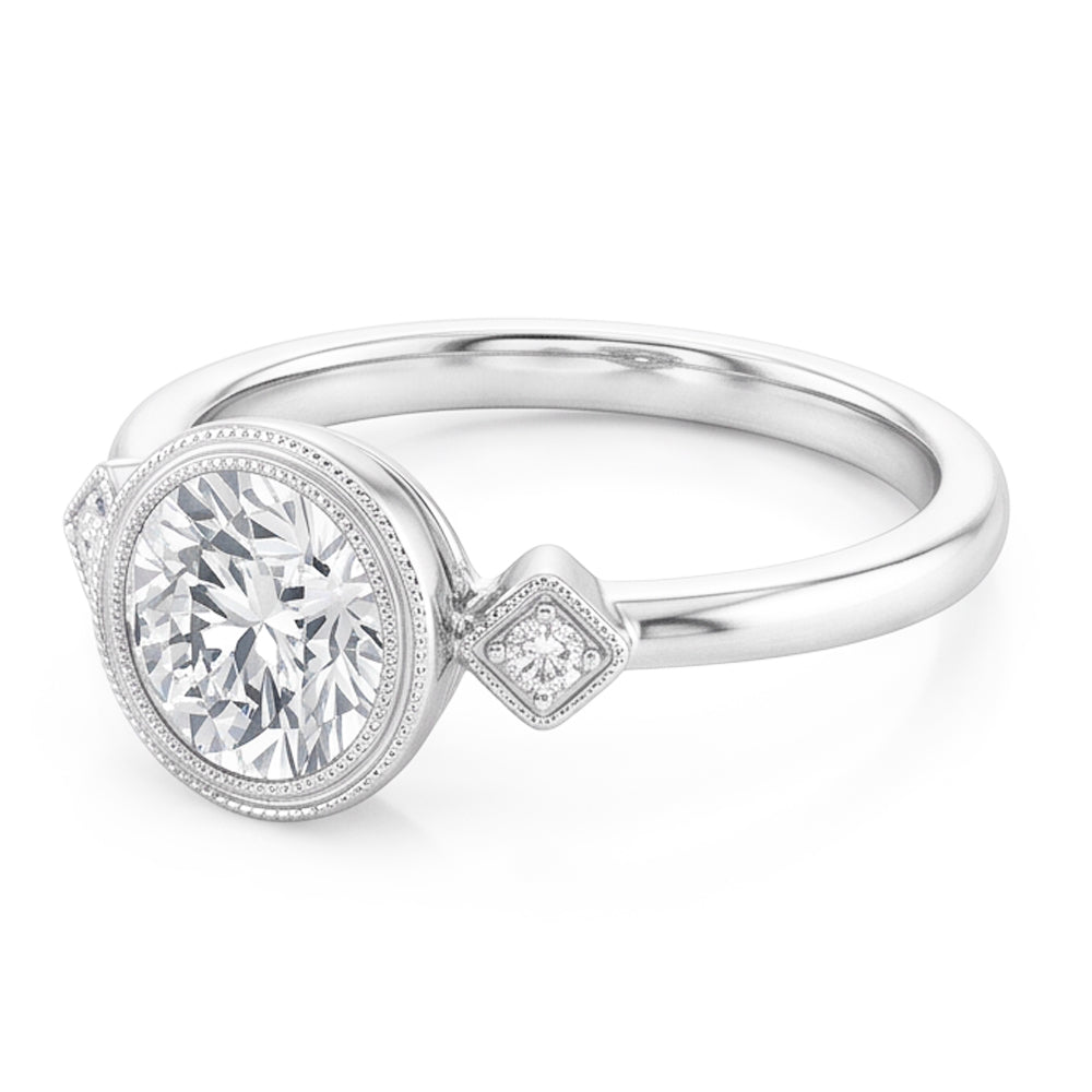 14K Weißgold Trilogie-Ring mit Edler Diamant – 2 Karat