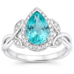 14K Weißgold VVS Paraiba-Turmalin Halo-Verlobungsring 3,25 Karat