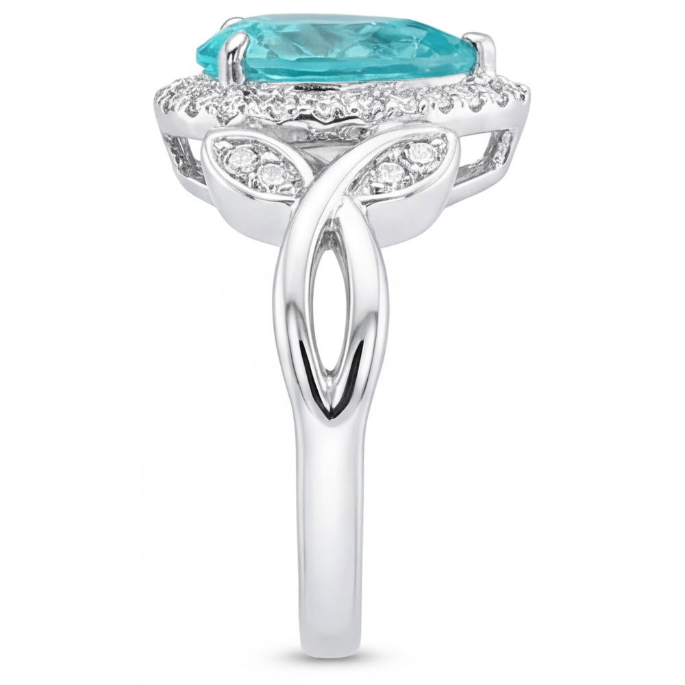 14K Weißgold VVS Paraiba-Turmalin Halo-Verlobungsring 3,25 Karat