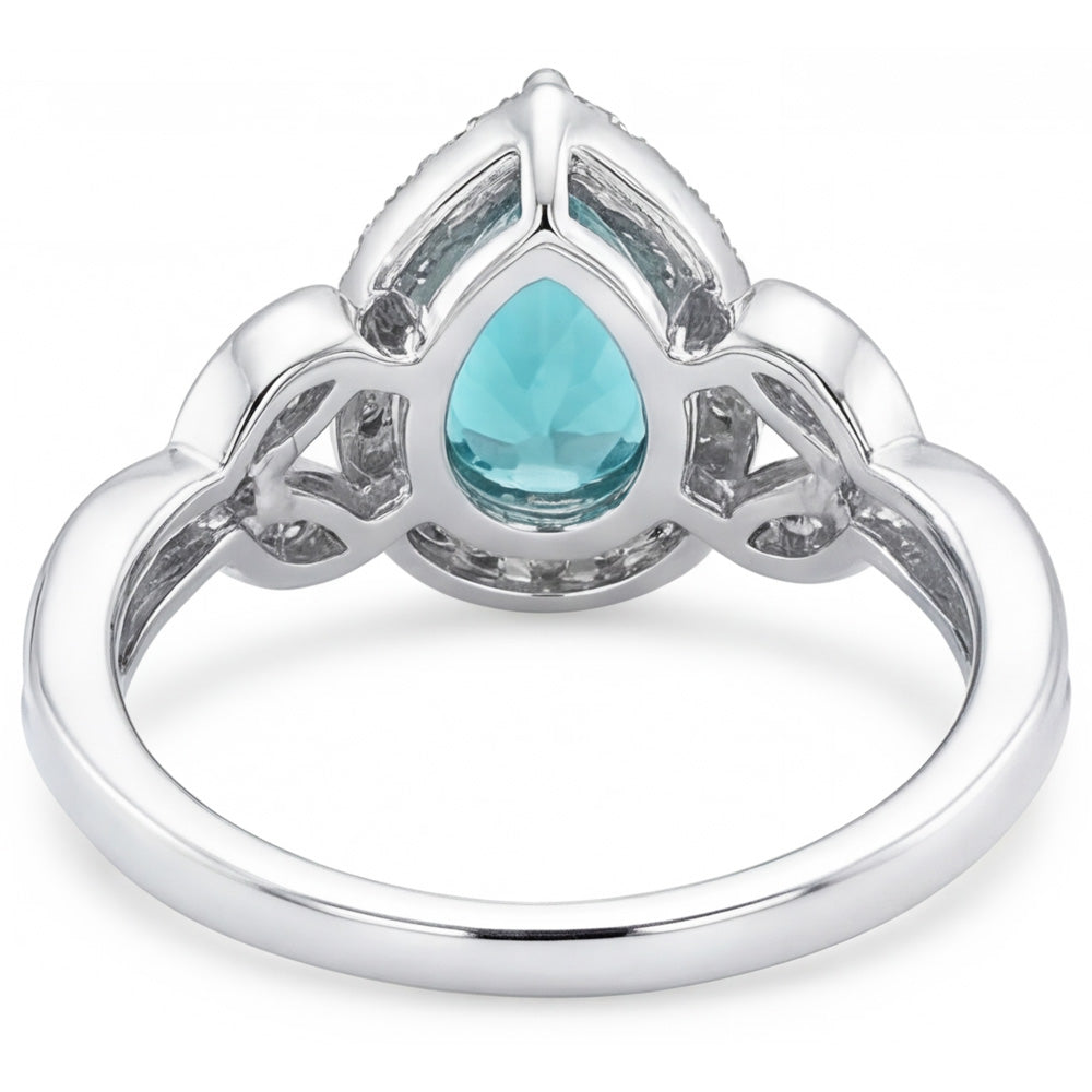 14K Weißgold VVS Paraiba-Turmalin Halo-Verlobungsring 3,25 Karat