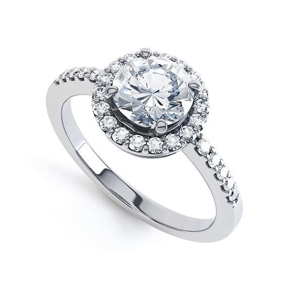 14K Weißgold Wunderschöner Echt Diamant-Verlobungsring im Rundschliff mit 3,40 Karat