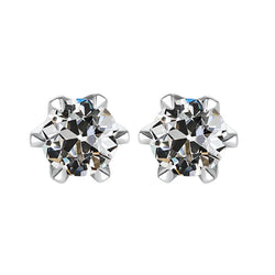 14 Karat Weißgold Antiker Rosen-Schliff Edler Diamant Ohrstecker