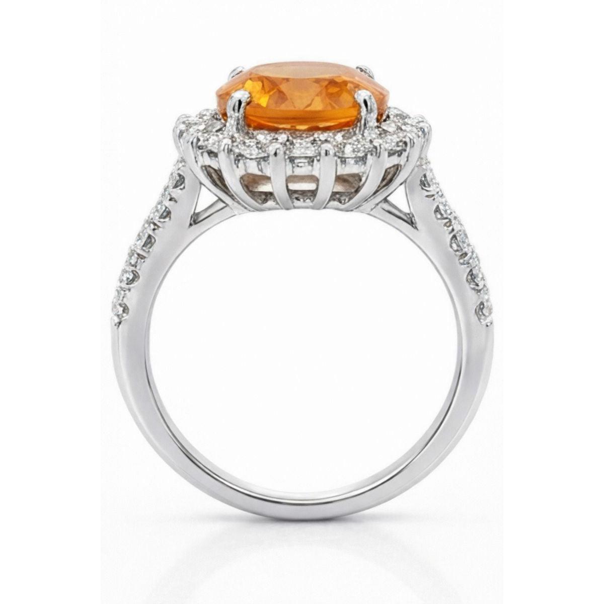 14K Weißgold Madeira Citrin und Aus der Erde Abgebauter Natürlicher Diamantring 22,50 Karat Schmuck