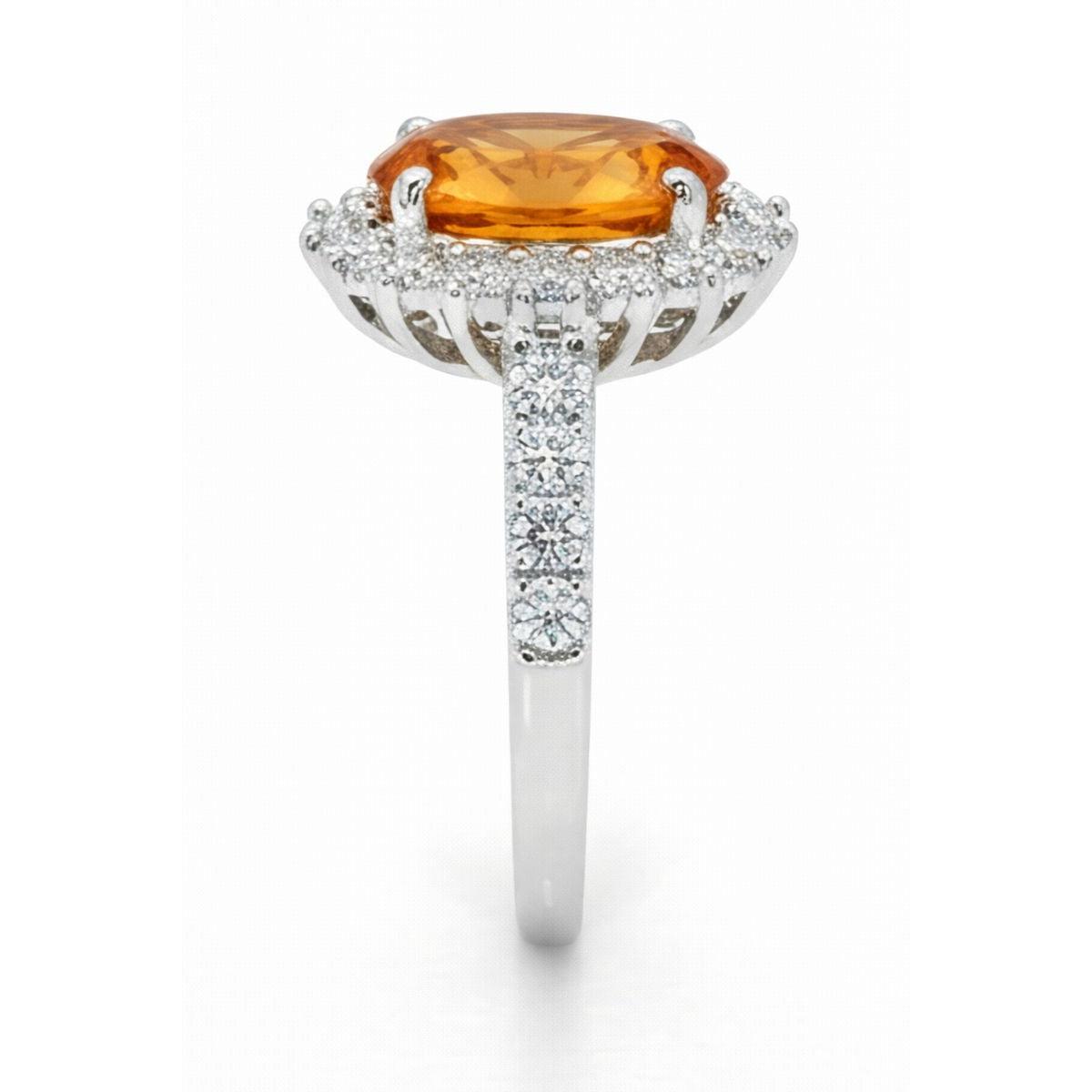 14K Weißgold Madeira Citrin und Aus der Erde Abgebauter Natürlicher Diamantring 22,50 Karat Schmuck