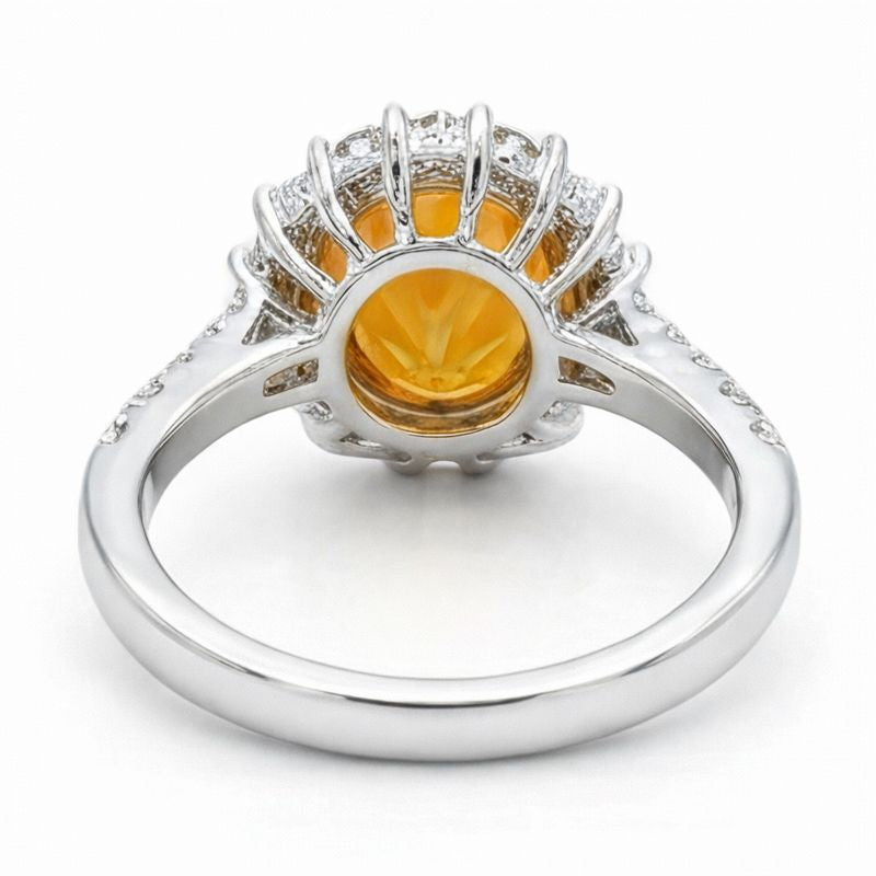 14K Weißgold Madeira Citrin und Aus der Erde Abgebauter Natürlicher Diamantring 22,50 Karat Schmuck