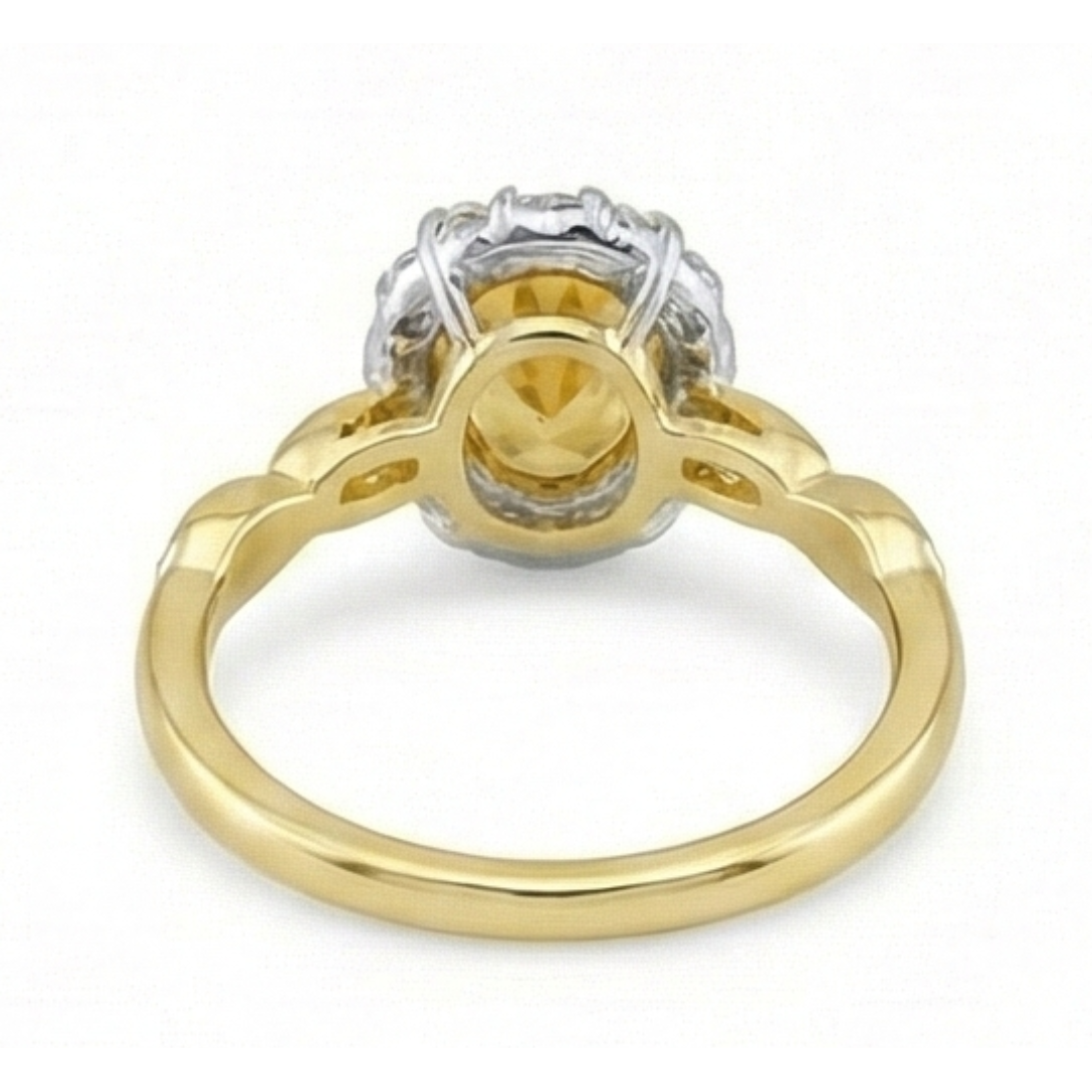 echter oval diamant 14.75Karat ring mit Diamantbesatz