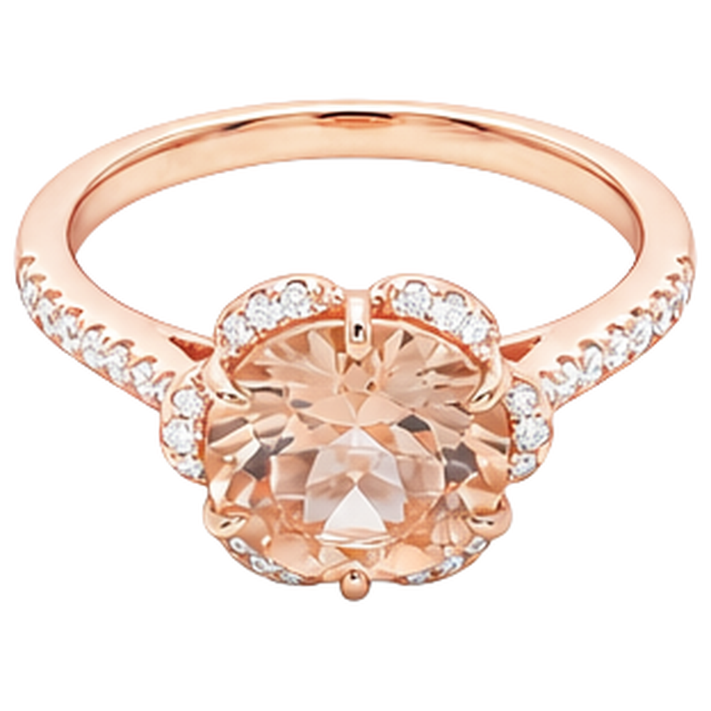 15.25 Karat Rundschliff Morganit und Aus der Erde Abgebauter Natürlicher Diamanten Ring Gold Rose 14K