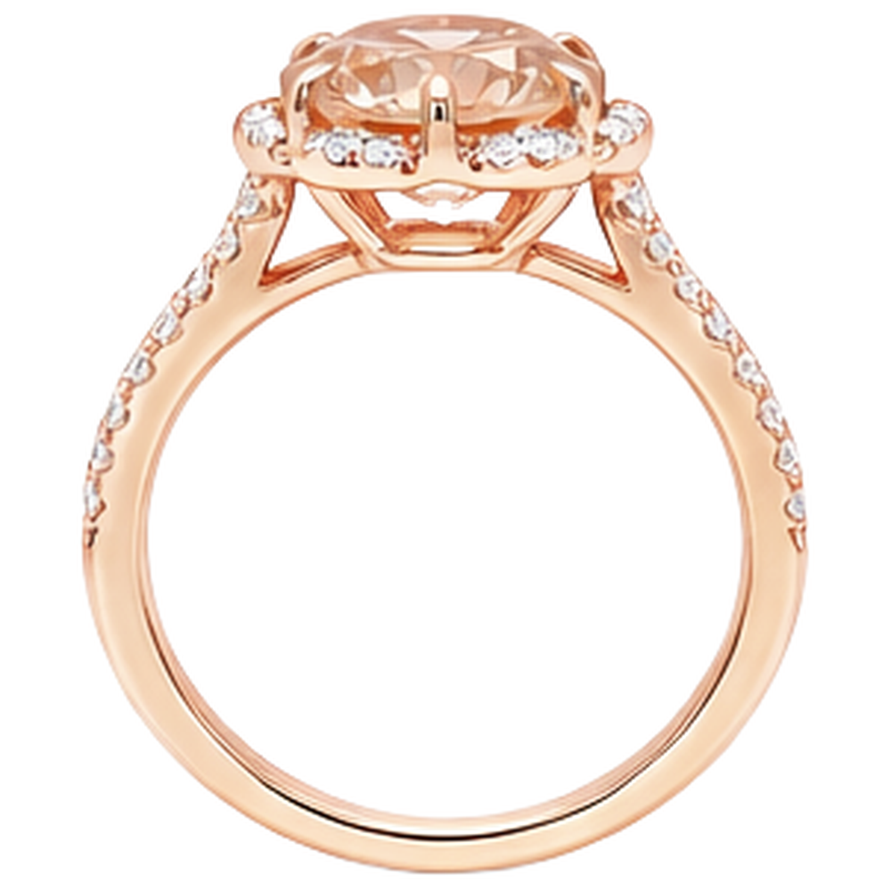 15.25 Karat Rundschliff Morganit und Aus der Erde Abgebauter Natürlicher Diamanten Ring Gold Rose 14K