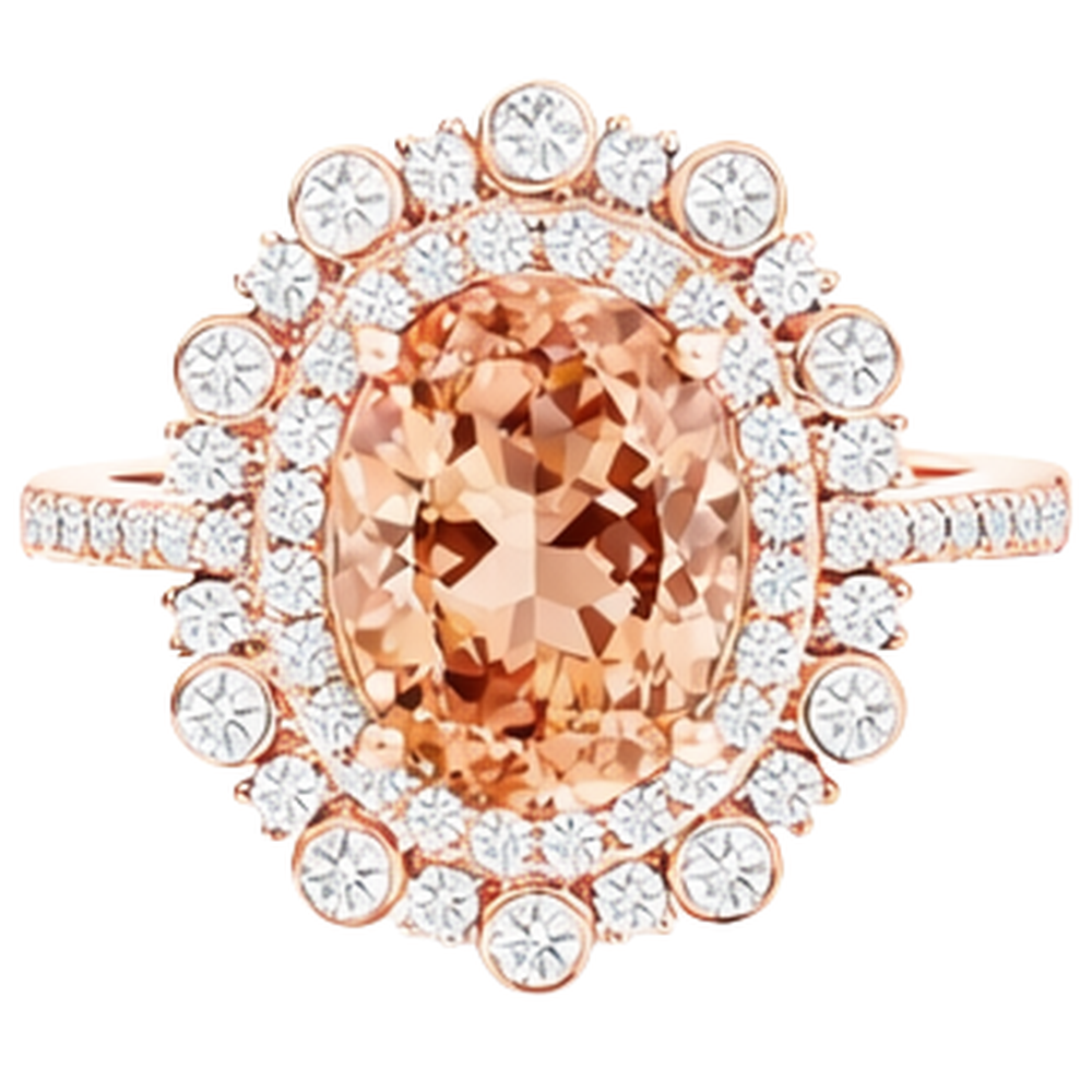 15.50 ct Morganit mit Aus der Erde Abgebauter Natürlicher Diamanten Ring Roségold 14K