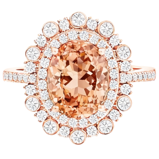 15.50 ct Morganit mit Aus der Erde Abgebauter Natürlicher Diamanten Ring Roségold 14K