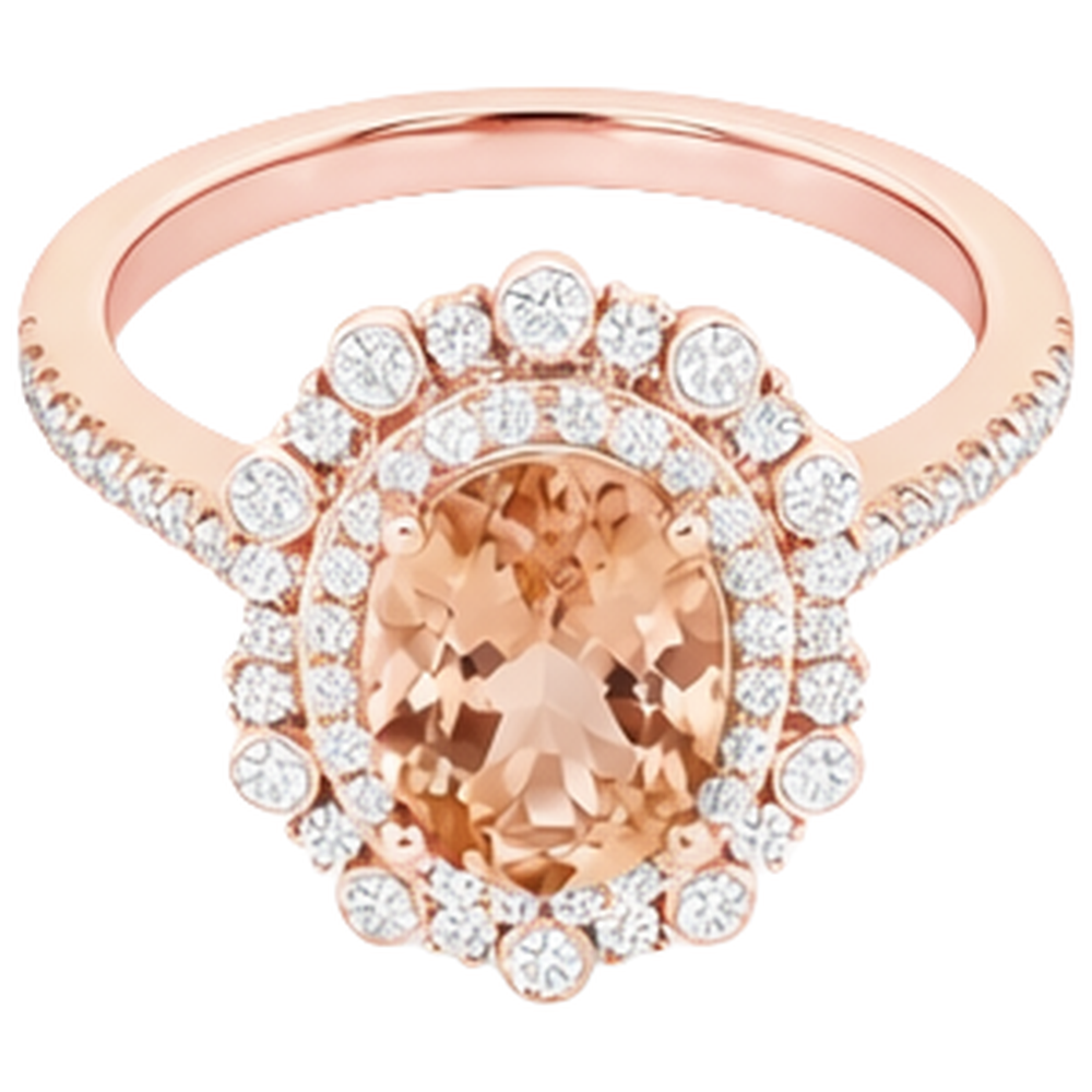 15.50 ct Morganit mit Aus der Erde Abgebauter Natürlicher Diamanten Ring Roségold 14K