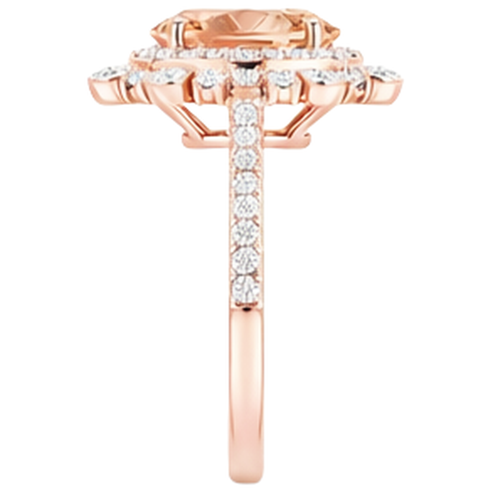 15.50 ct Morganit mit Aus der Erde Abgebauter Natürlicher Diamanten Ring Roségold 14K