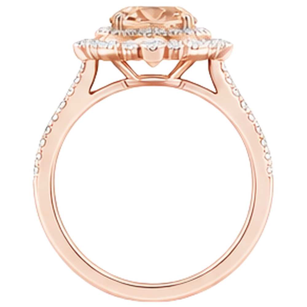 15.50 ct Morganit mit Aus der Erde Abgebauter Natürlicher Diamanten Ring Roségold 14K