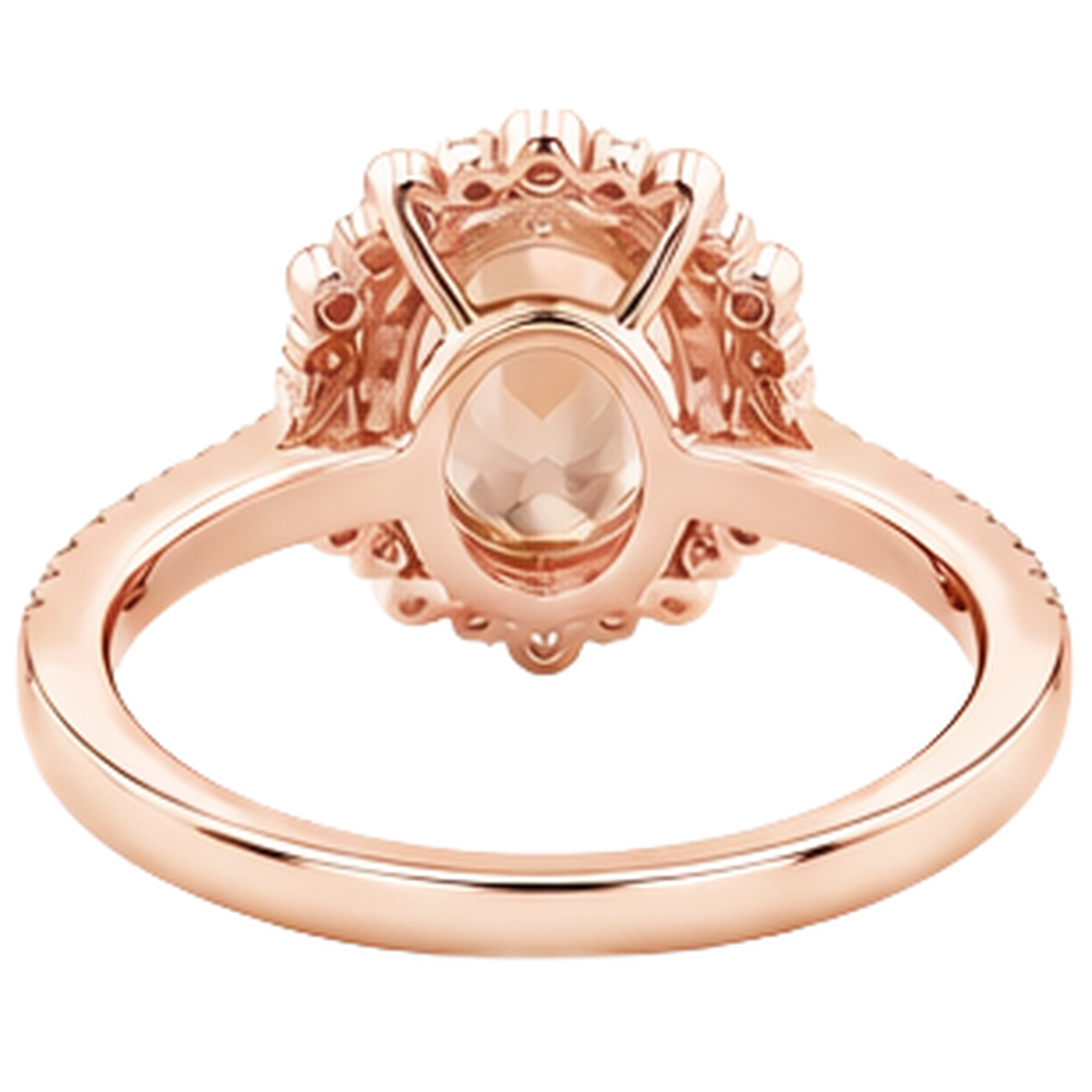 15.50 ct Morganit mit Aus der Erde Abgebauter Natürlicher Diamanten Ring Roségold 14K
