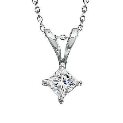 1,5 Karat funkelnde Echt Diamant-Anhänger-Halskette im Princess-Schliff-Set
