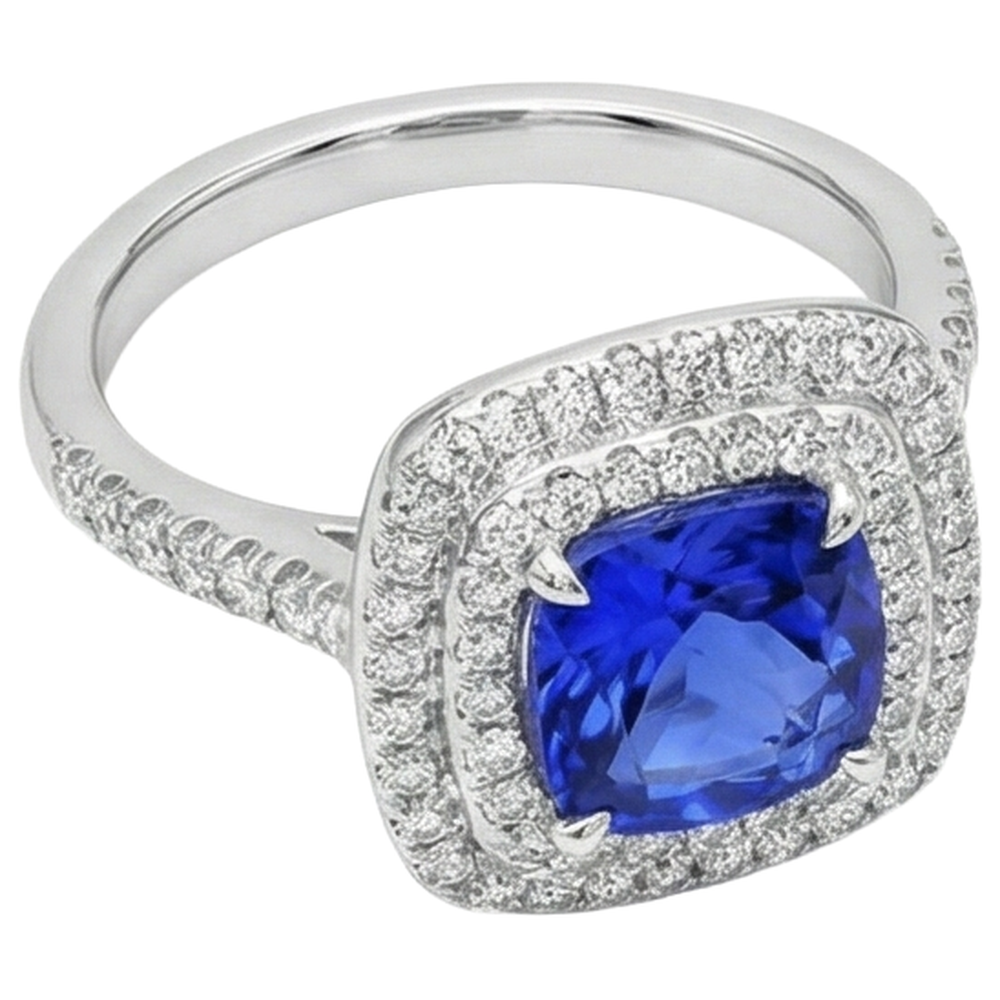 echter round tansanit 12.00Karat ring Profilansicht