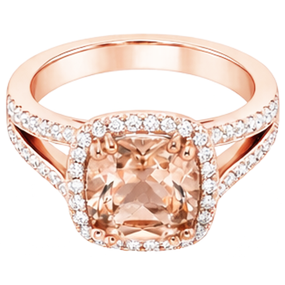15 Kt Kissen Morganit Und Runde Aus der Erde Abgebauter Natürlicher Diamanten Ring Roségold 14K