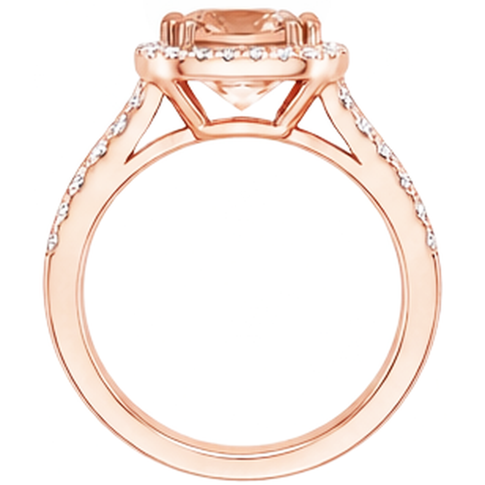 15 Kt Kissen Morganit Und Runde Aus der Erde Abgebauter Natürlicher Diamanten Ring Roségold 14K