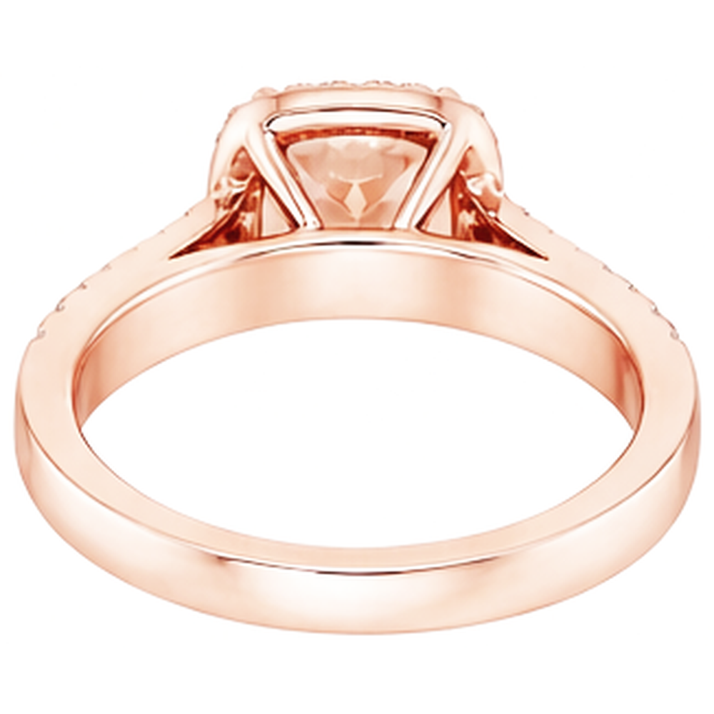 15 Kt Kissen Morganit Und Runde Aus der Erde Abgebauter Natürlicher Diamanten Ring Roségold 14K