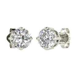 1,5 Kt Solitaire Runder Brillant Echt Aus der Erde Abgebauter Natürlicher Diamant Ohrstecker 14K Weißgold