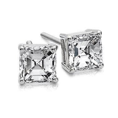 1,50 Karat Asscher Cut Krappen Set Echt Diamant Ohrstecker Weißgold