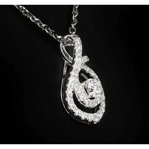 1,50 Karat Echt Runder Diamant Twirl Style Anhänger Weißgold Schmuck