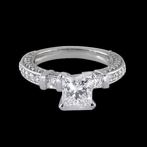 1,50 Karat Princess Echt Diamant Three Stone Ring Goldschmuck Neu