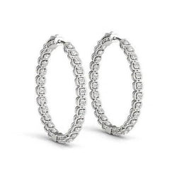 1,50 Karat Runde Echt Aus der Erde Abgebauter Natürlicher Diamanten Creolen Massivgold 14K Ohrring