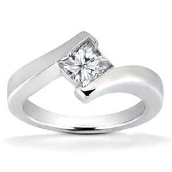 1,50 ct Princess Cut Lünette mit Echt Aus der Erde Abgebauter Natürlicher Diamant-Verlobungsring