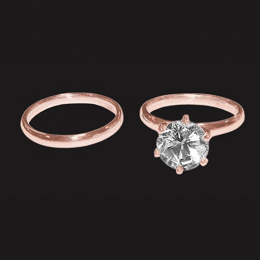 1,50 ct. Champagner-Echt Diamant-Schmuckring-Set Roségold