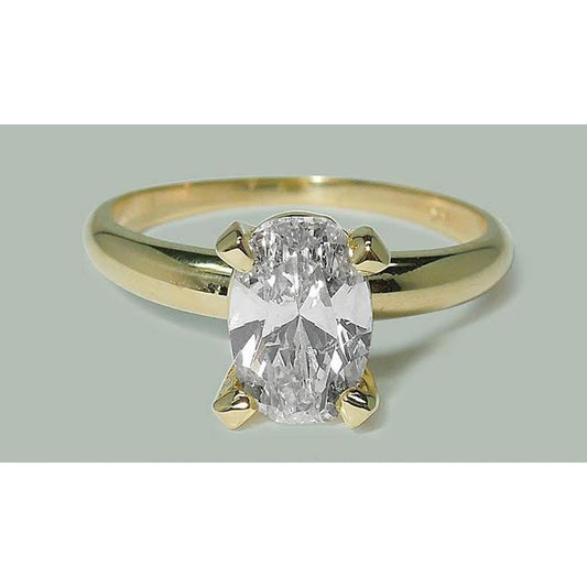 1,51 Karat Oval Echt Diamant Solitär Ring Gelbgold 14K